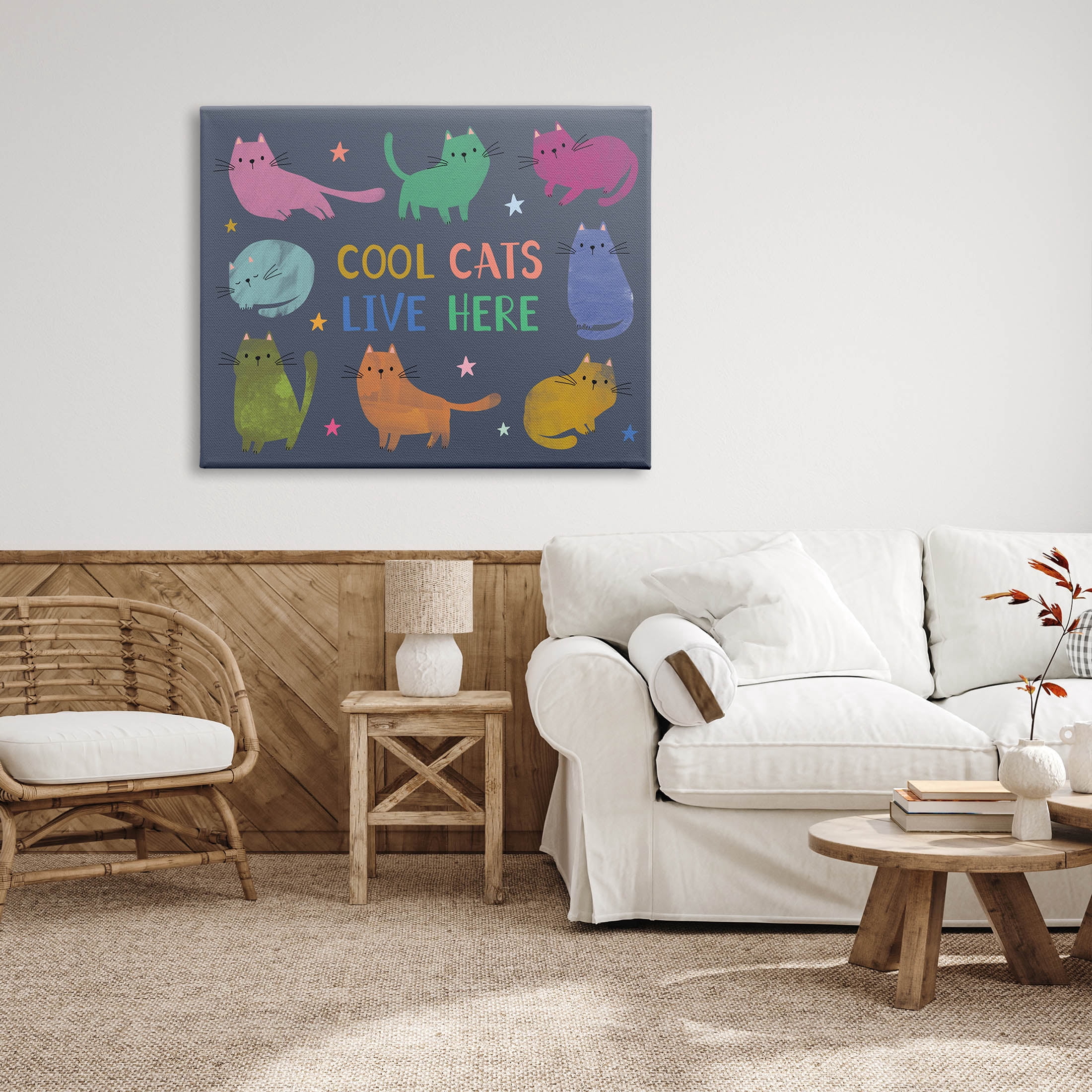 Cool Cats Live Here Phrase Animals & Insects Graphic Art Gallery Wrapped Canvas Print Wall Art