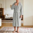 thumbnail image 2 of XIAOCHA Men's Hooded Tie Belt Sleep Robe Long-Sleeve All-Season Home Shower Gown, 2 of 4