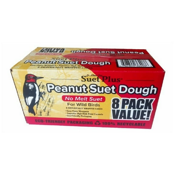 Suet Plus 364 Wild Birds Foods 6.4 lbs., 8-Pack Peanut No-Melt Suet Dough Cakes