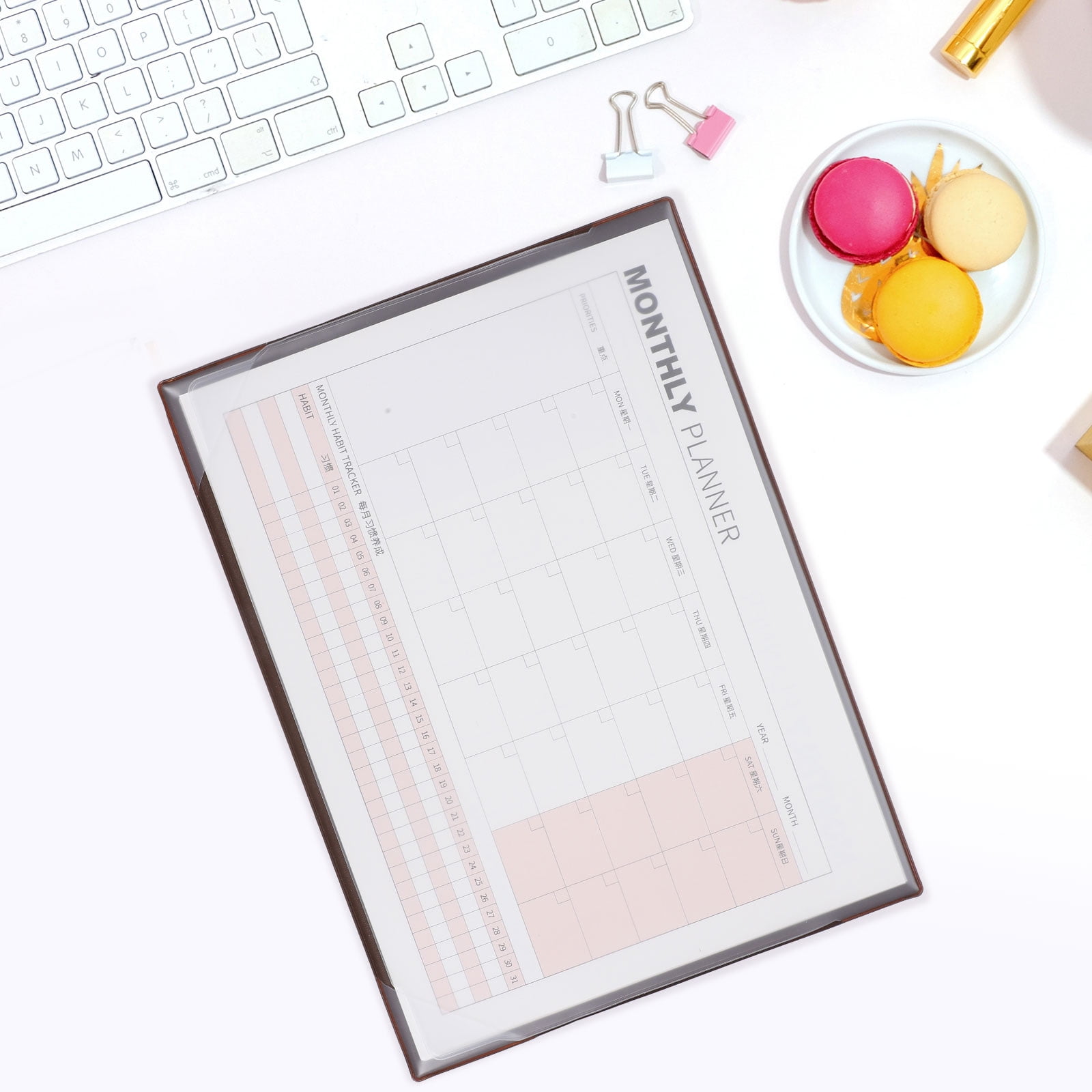 LABSERRON Portable Coffee Color Blank Calendar Notepad PVC Kraft Paper for Home and Office Planning