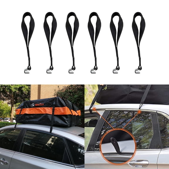 MeeFar Car Roof Bag Cargo Carrier Door Hooks, Use to Secure Roof Bags Without Need for Roof Rack - 6pcs