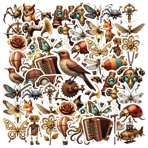 Mechanical Stickers Animal Stationery Steampunk Stickers Vintage Stickers for Laptops Suitcase Guitar