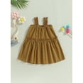 thumbnail image 2 of Wassery Toddle Girl Ruffle Sling Dresses Sleeveless Off Shoulder Solid Color A-Line Dress 3M-4T Summer Casual Party Street Princess Dress, 2 of 8