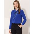 thumbnail image 3 of INSPIRE CHIC Chemise de la Saint-Valentin pour Femme à Col Noué, à Manches Longues, Boutonnée, à Couleurs Contrastées, Bleu Royal G, 3 of 5