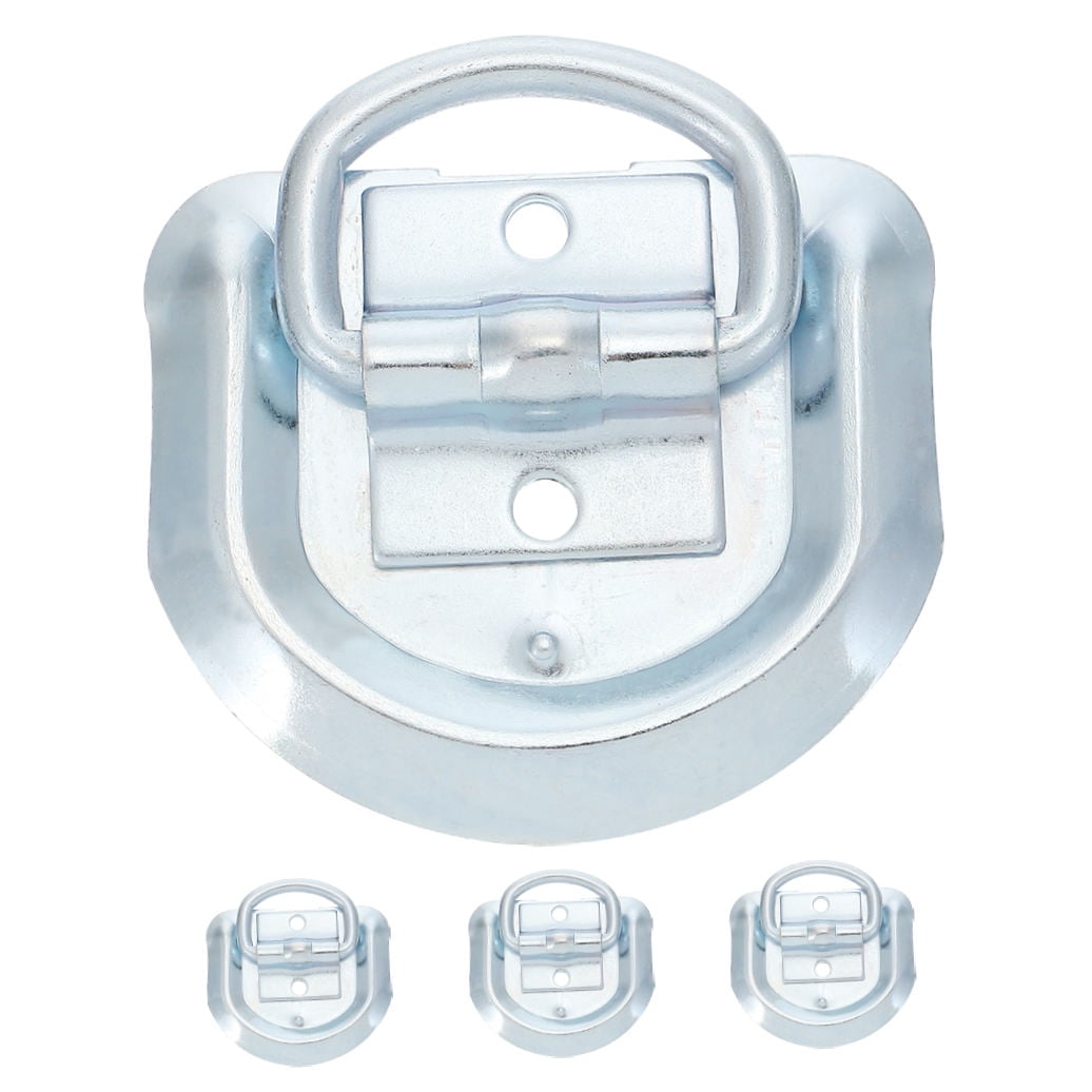 FRCOLOR  4 Pcs Floor Hook D-shaped Pull Ring Anchors Hitch Buckle Silver