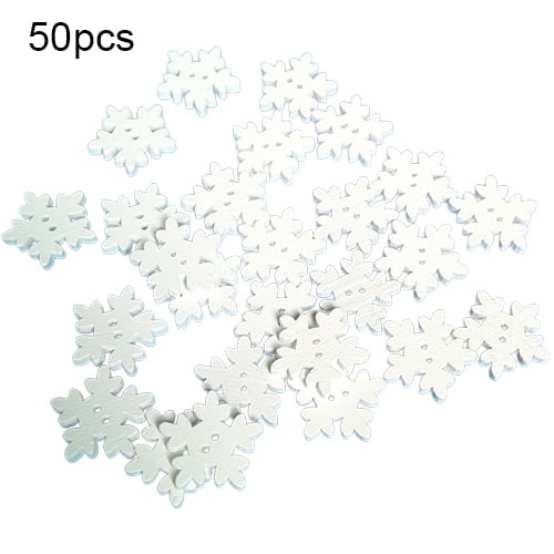 2089 25Pcs/Pack Christmas White Snowflake Wood Buttons Xmas Sewing Children 
