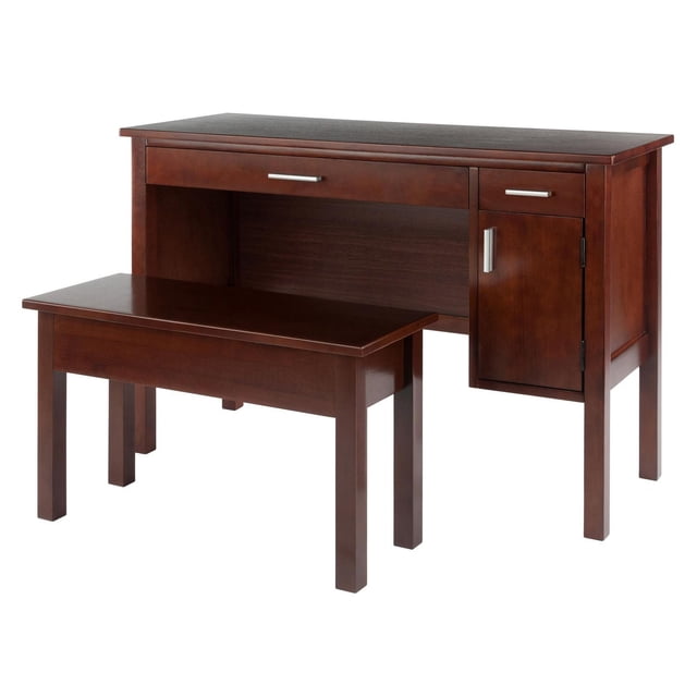 Emmett 2pc Desk with Bench Set in Walnut Finish