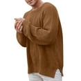 thumbnail image 1 of Gibobby Suéter ligero hombre Suéter de punto informal para hombre de otoño e invierno, con cuello redondo, color cálido, manga larga(Marrón,Grande), 1 of 5