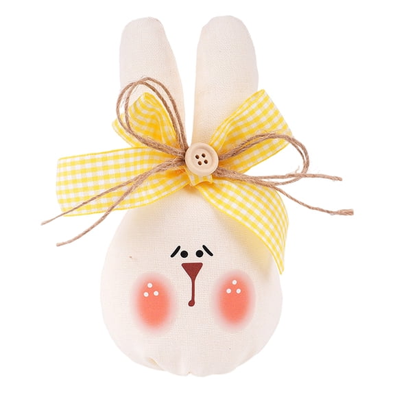 1PC Fabric Bunny Decoration Soft Cloth Stuffing Easter Rabbits Doll Figurine,Funny Rabbit Plushies with Bow,Easter Bunny Decor Stuffed Fabric Rabbit with Cute Expression,Easter Bunny Ornament,3.9x6.7