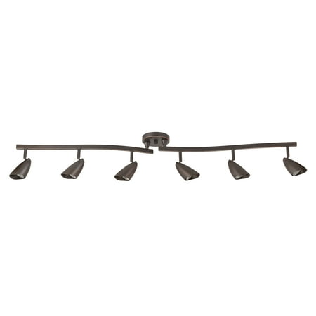 Globe Electric Grayson 6-Light Oil Rubbed Bronze Adjustable S-Shape Track Lighting, Bulbs included,