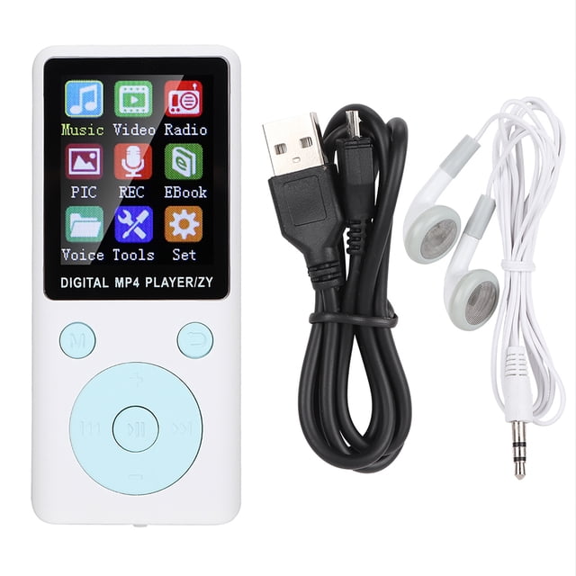 Reproductor de música MP3 y MP4 T1 con Bluetooth de 8 GB y tarjeta de memoria de 32 GB, botones redondos blancos