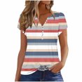 thumbnail image 2 of GaThRRgYP Plus Size Tops for Women Short Sleeve Crewneck Shirts,Women's Fashion Summer Casual Printed V-neck Button Up Short Seeved Blouses Top Pink L, 2 of 5