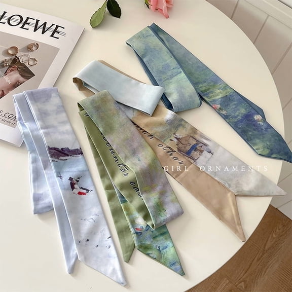 Yoyauz Women's Satin Neck Scarf, Hair Scarf Accessories, Light and Fashionable Scarf, Multifunctional Silk Scarf, 4PCS