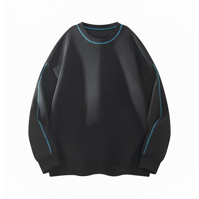 pstuiky manga larga para hombre, Suéter deportivo informal de manga larga con cuello redondo y color liso para hombre salir tops m