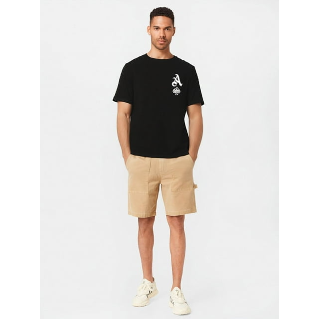 Camiseta informal de manga corta y cuello redondo con estampado de alfabeto y picas para hombre, ideal para verano, para adultos, hombres, mujeres, adolescentes y jóvenes.