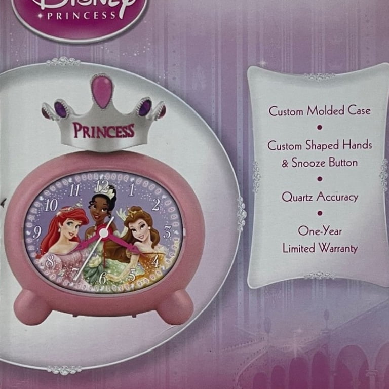 Disney Princess Small Alarm Clock, Pink with Ariel Belle & Tiana