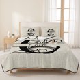 thumbnail image 3 of Queen Quilt Set 90''x96'', Letter C Lightweight Summer Bedspread Coverlet Set with 2 Pillow Shams, Monogram Words Breathable All Season Quilt Bedding for Bedroom/Guest Room, 3 of 9