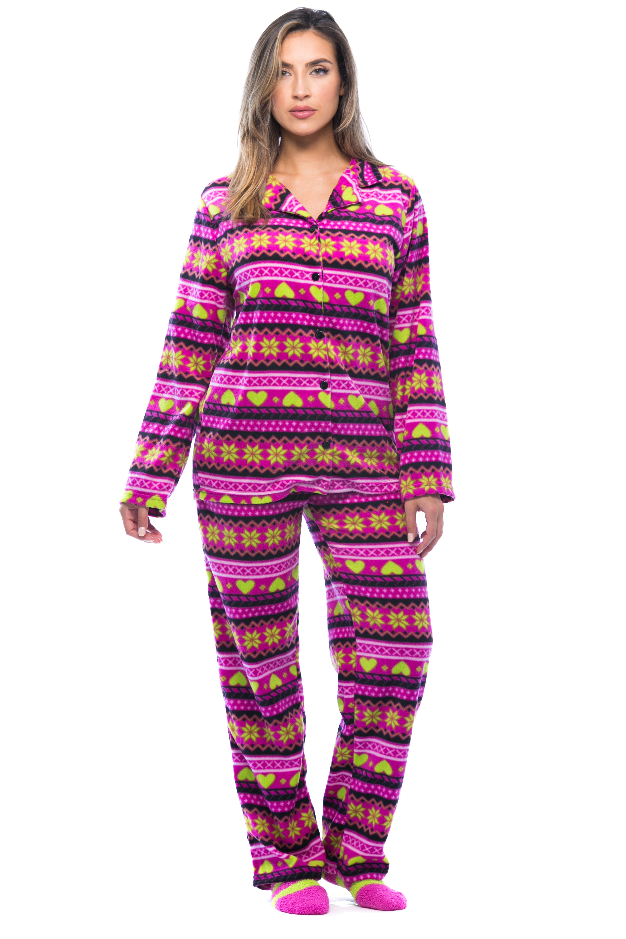 Zexxxy Womens Onesie Christmas Pajama Set Cotton Hoodie Footed Sleepwear All in One Snowflake Printed Pjs
