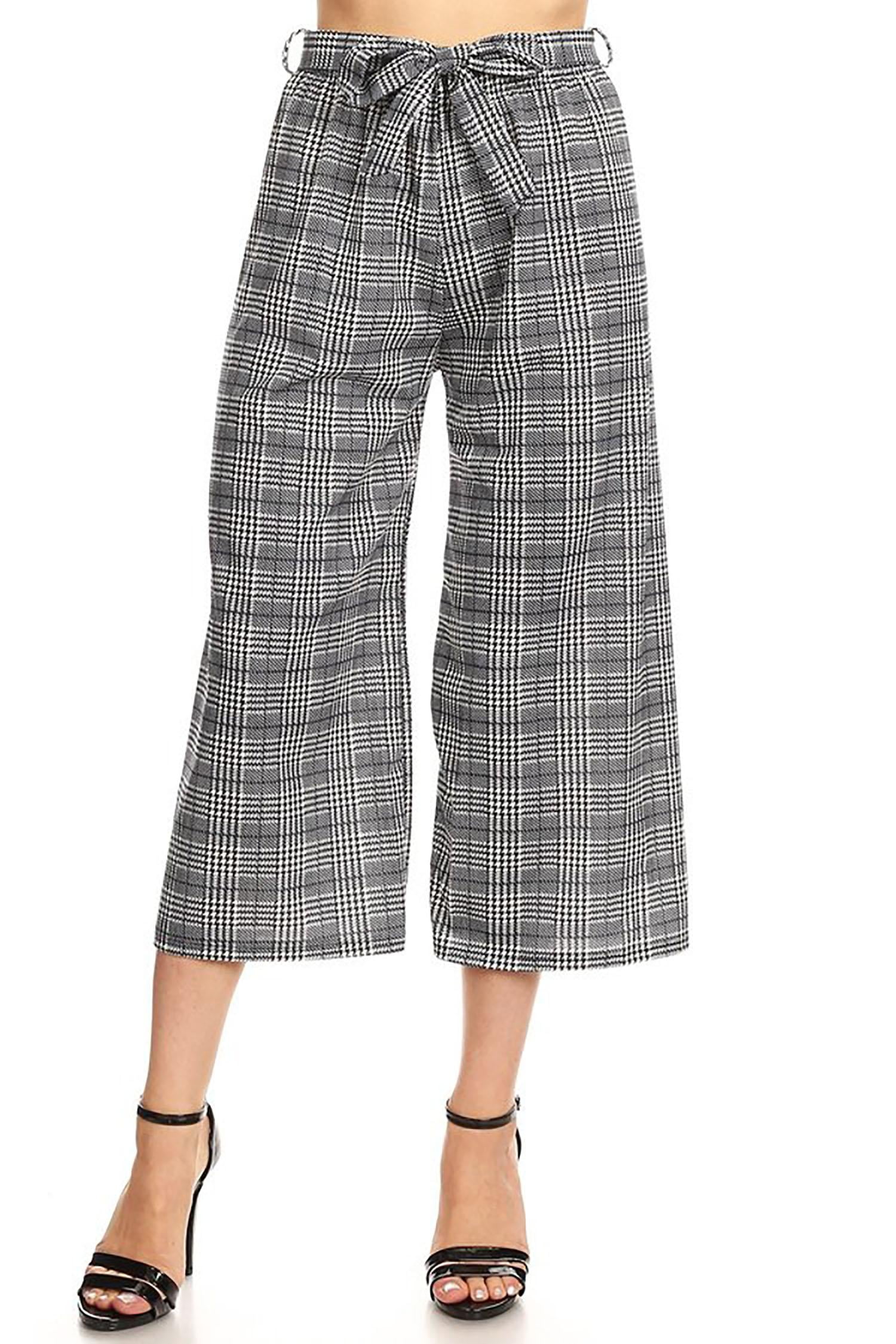 FashionJOA Women's Tie High Waist Casual Cropped Pants/Made in USA