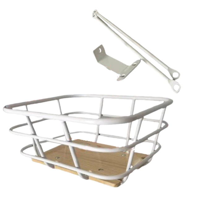 ZheElen Bicycle Cargo Rack Metal Wire Sundries Container Portable Lightweight Practical Street Camping Bike Front Basket Premium with Bracket 36x32x20cm