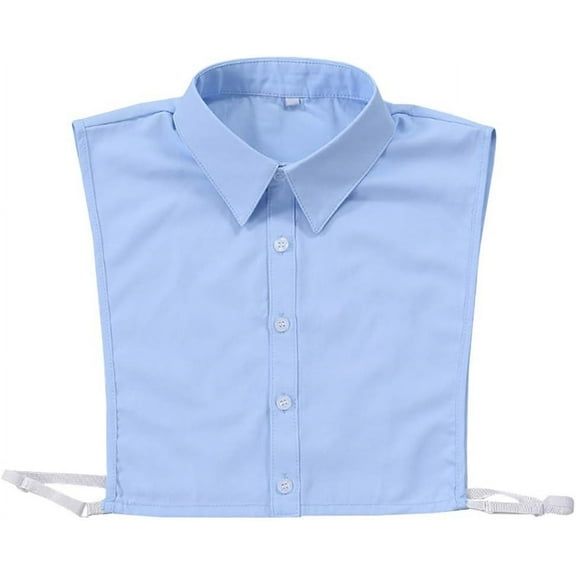 Camicover Men's Fashion OL False Collar Solid Color Lapel Half Shirt Fake Collar (B Blue)