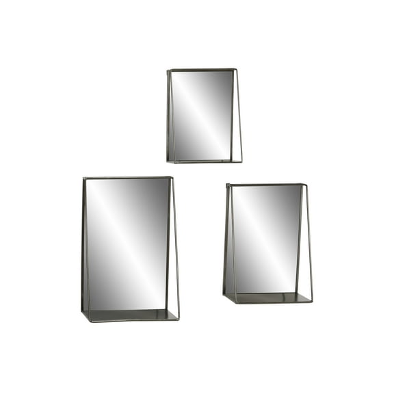 DecMode 16"W, 24"H Rectangle Wall Mirror, Gold, Set of 3