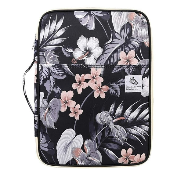 JAKAGO A4 Travel Portfolio Multifunctional Document Organizer Zippered Case for Office Supplies (Mulberry White)