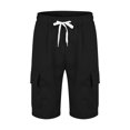 thumbnail image 5 of Mens Shorts Casual Elastic Waist Drawstring Lightweight Summer Beach Cargo Shorts Black XL, 5 of 5