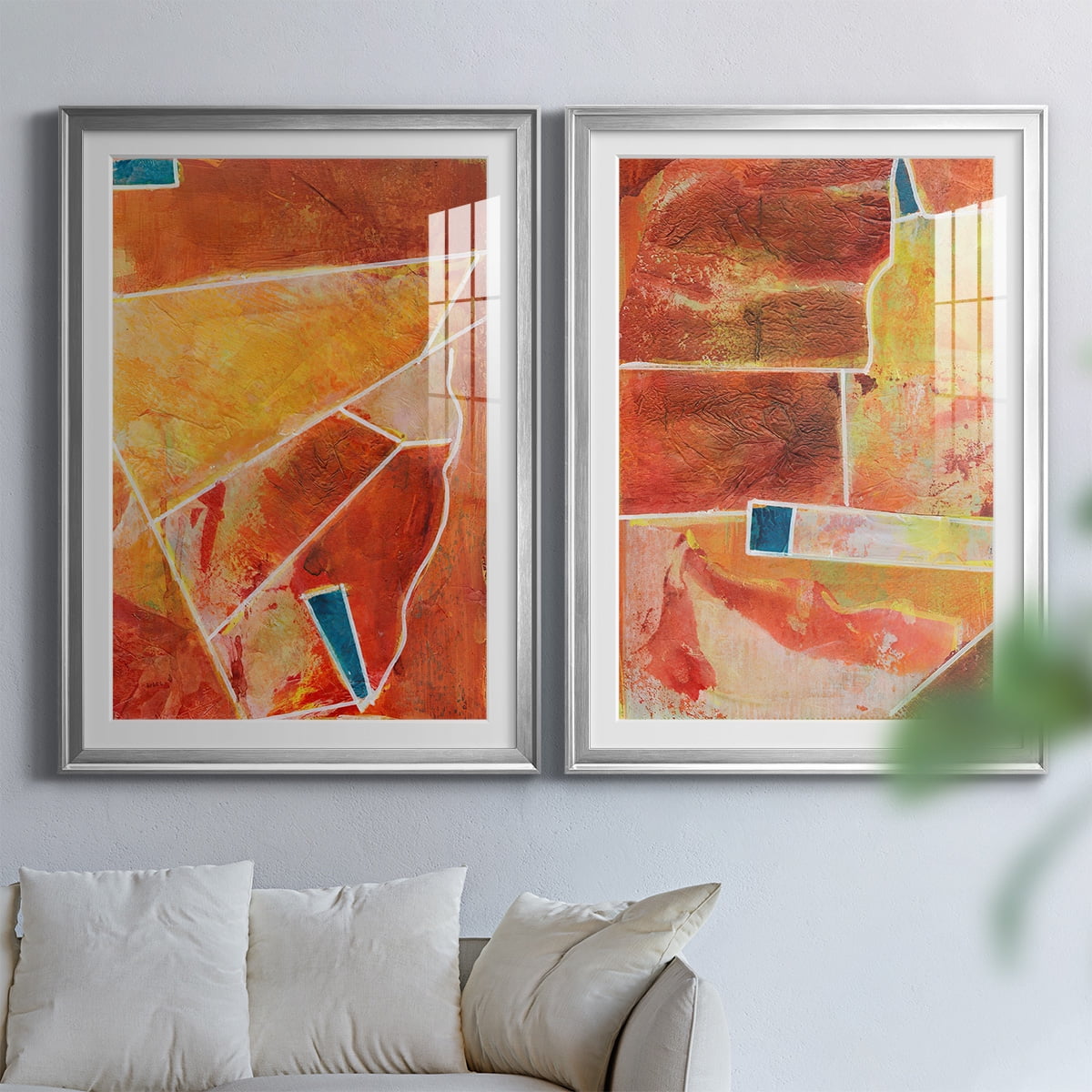 Wexford Home Primary Connection III Premium Framed Print, 22.5" x 30.5" - Ready to Hang, Silver (Set of 2)