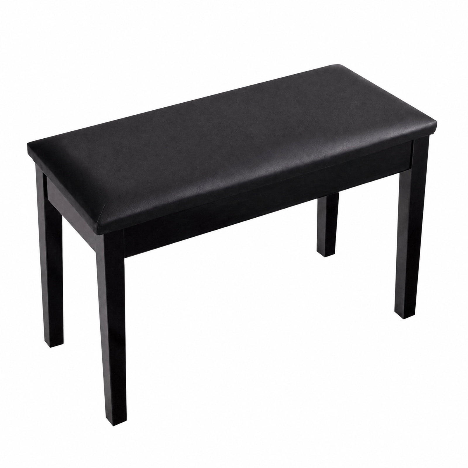Furnibear Solid Wood Padded Piano Bench with PU Leather Seat and Hidden Storage Compartment for Keyboard Music Room Studio Home Seating, Black
