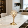 thumbnail image 4 of Handmade Crystal Metal Table Candlestick, Hollow Decorative Candlestick Ornament, Candle Holder Centerpiece for Home Office Dining, Elegant Tabletop Decor, Stylish Candlelight Accent, 4 of 6