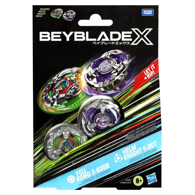 Beyblade X Yell Kong 3-60GB, Helm Knight 5-80T Battling Tops, Ages