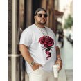 thumbnail image 5 of Men's T Shirts, Romantic Dark Red Ribbon Rose Floral T-Shirt for Men Crew Neck Tees Cotton Tops, White, 5XL, 5 of 9