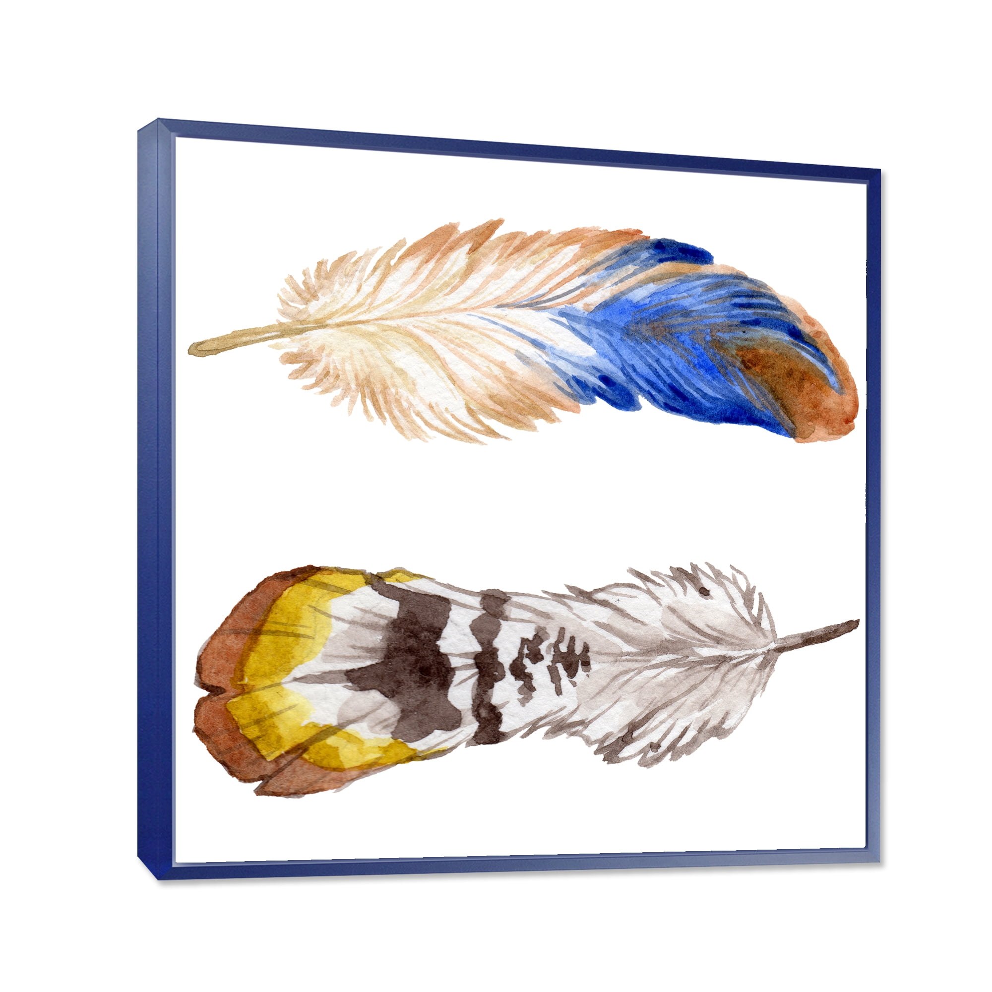 Colourful Boho Art Feather Set III 30 in x 30 in Framed Painting Canvas Art Print, by Designart