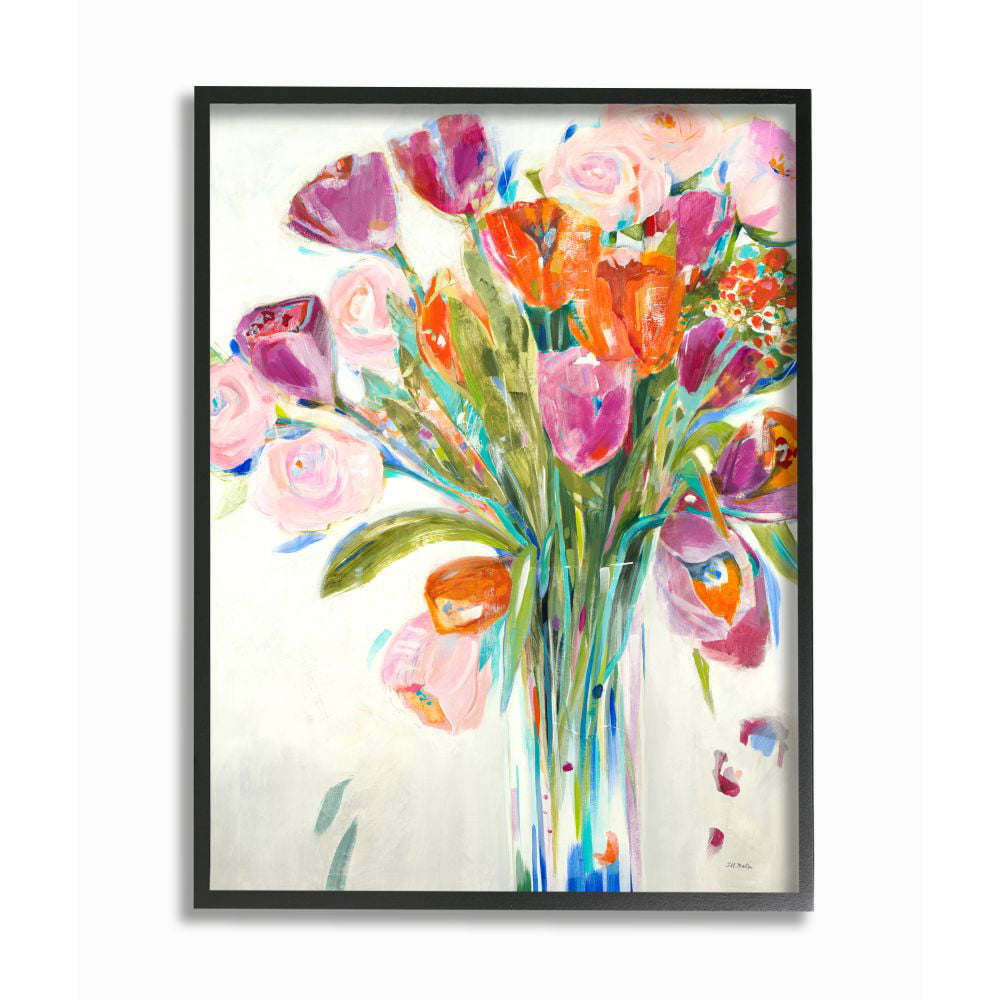 Happy Tulips Art Flowers Painting Original Artwork Floral Small Abstract Flowers Wall Art Decor Tulips Painting Happy Bouquet Tulips For You