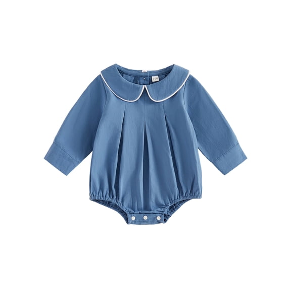 RUINIXCW Infant Girl Bubble Romper Long Sleeve Contarst Color Jumpsuit
