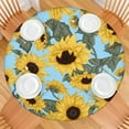 thumbnail image 2 of Round Tablecloth Botanical Tropical Flowers and Leaves Design, Waterproof Elastic Fitted Table Cover with Backing, 2 of 7