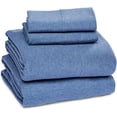thumbnail image 1 of ZMLEVE Cotton Jersey Bed Sheet Set - Queen, Chambray Blue, 1 of 4