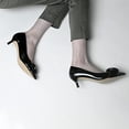 thumbnail image 3 of YDN Women's Pointed Toe Pumps Low Kitten Heels Slip On Buckle Style Basic Dress Shoes for Party Daily Office Prom Size 8 Chocolate, 3 of 6