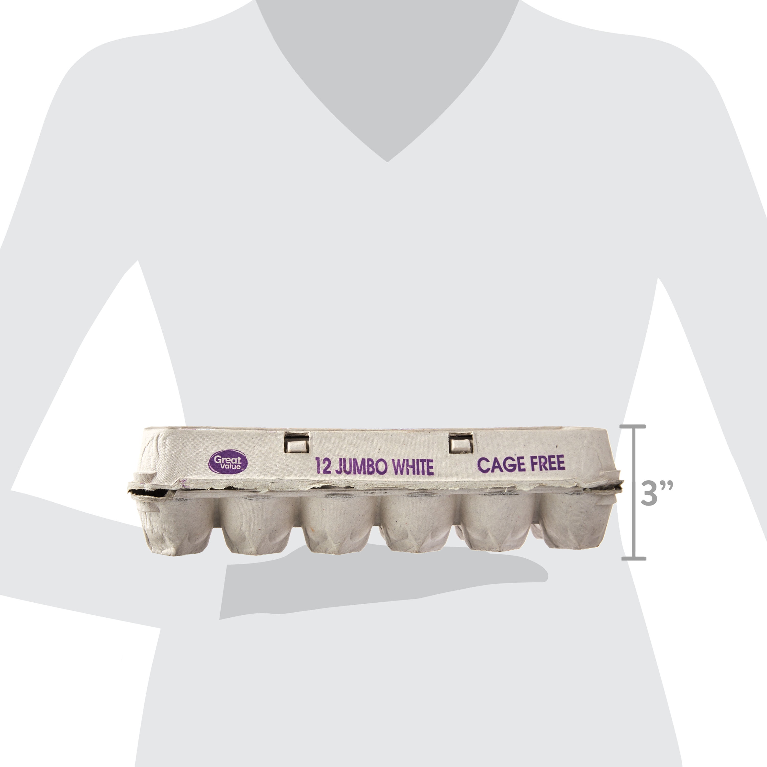 Great Value Cage-Free White Jumbo Eggs, 12 Count