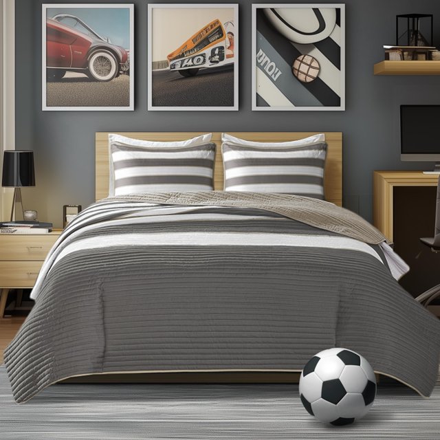 Juego de colcha Comfort Spaces Verone Queen Size, gris, 3 piezas