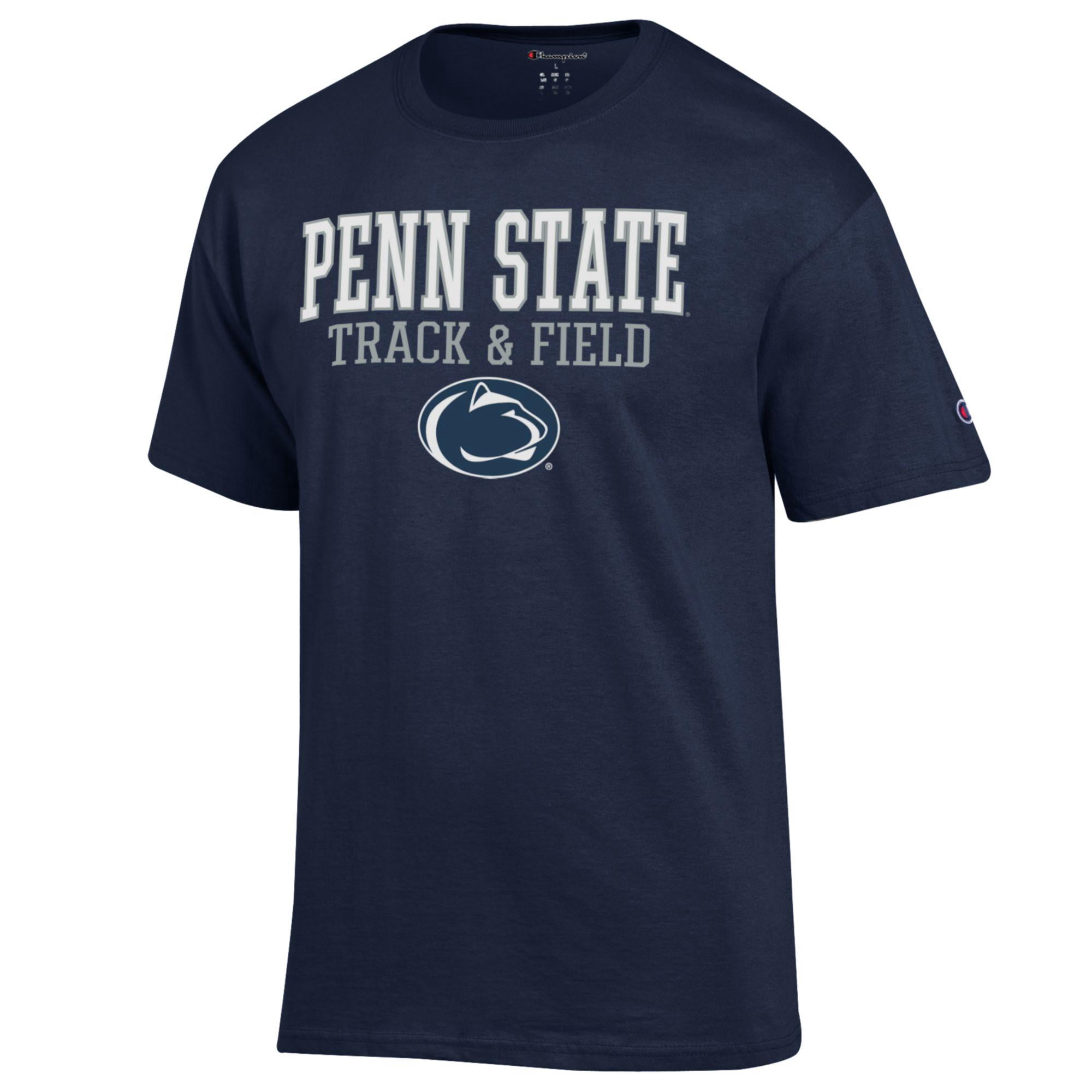 Men's Champion  Navy Penn State Nittany Lions Track & Field Stack T-Shirt