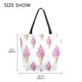 thumbnail image 5 of FORMRS Womens Canvas Tote Bag with Zipper Inner Pocket Shoulder Handbag, Pink Cartoon Ice Cream, 5 of 7