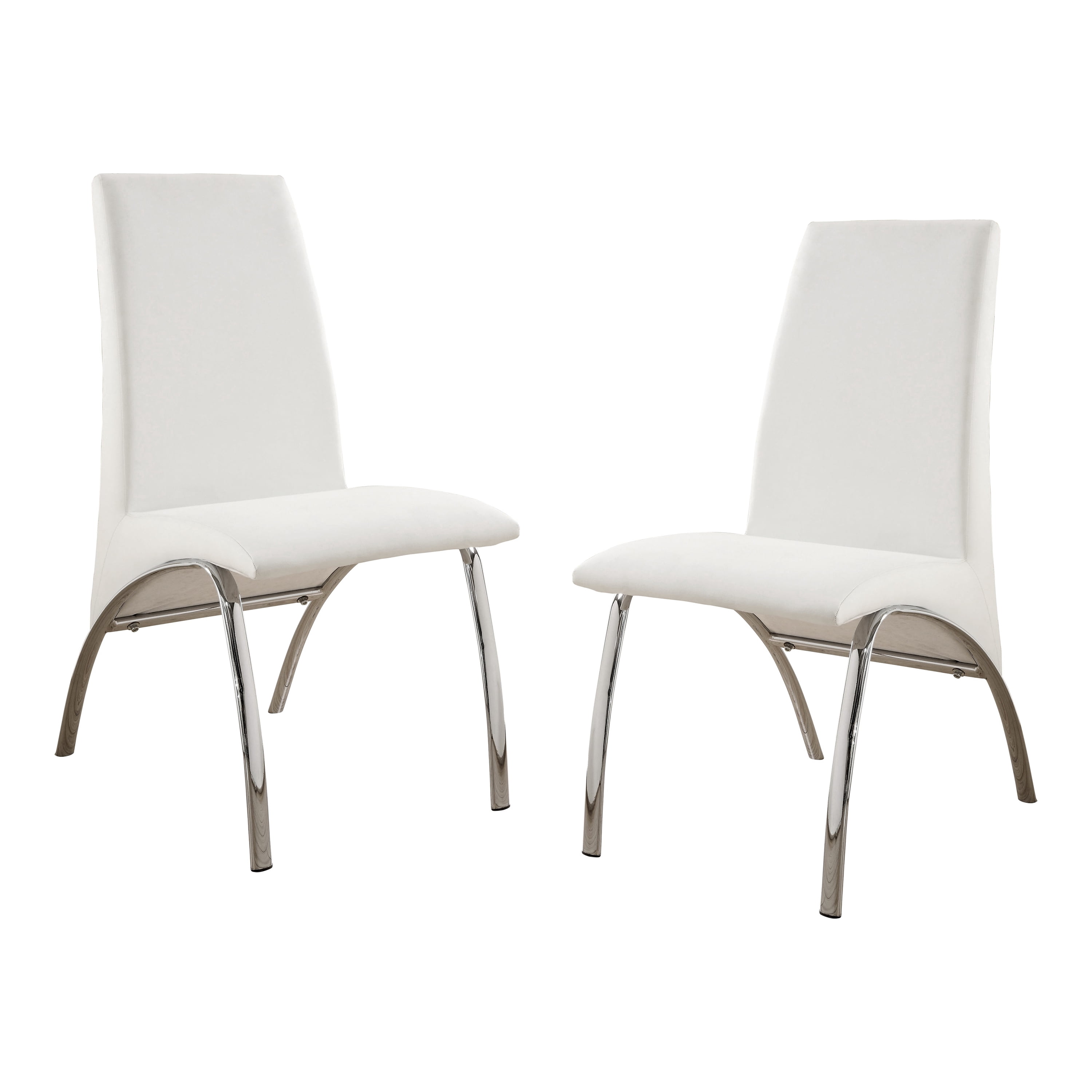 Furniture of America Janey Upholstered Faux Leather White and Chrome Side Chairs (Set of 2)