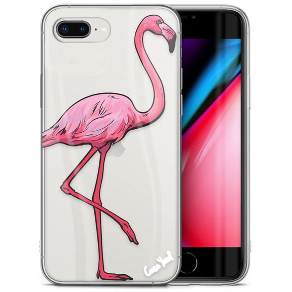 Case Yard iPhone-8-Plus Case Clear Soft & Flexible TPU Ultra Low Profile Slim Fit Thin Shockproof Transparent Bumper Protective Cover Drop Protective Cell Phone Cases (Classic Flamingo)