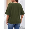 thumbnail image 2 of Mengpipi Women's Plus Size Tops Summer Short Sleeve V-Neck Ruffle Trim Loose Fit Solid Color Casual Blouse 1X-5X, 2 of 9