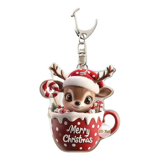 xihome Llavero colgante acrlico bidimensional con muñeco de nieve navideño para coche