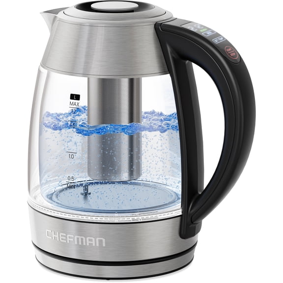 Chefman Cool Touch 1.7 L Double-Wall Electric Kettle with Tea Infuser
