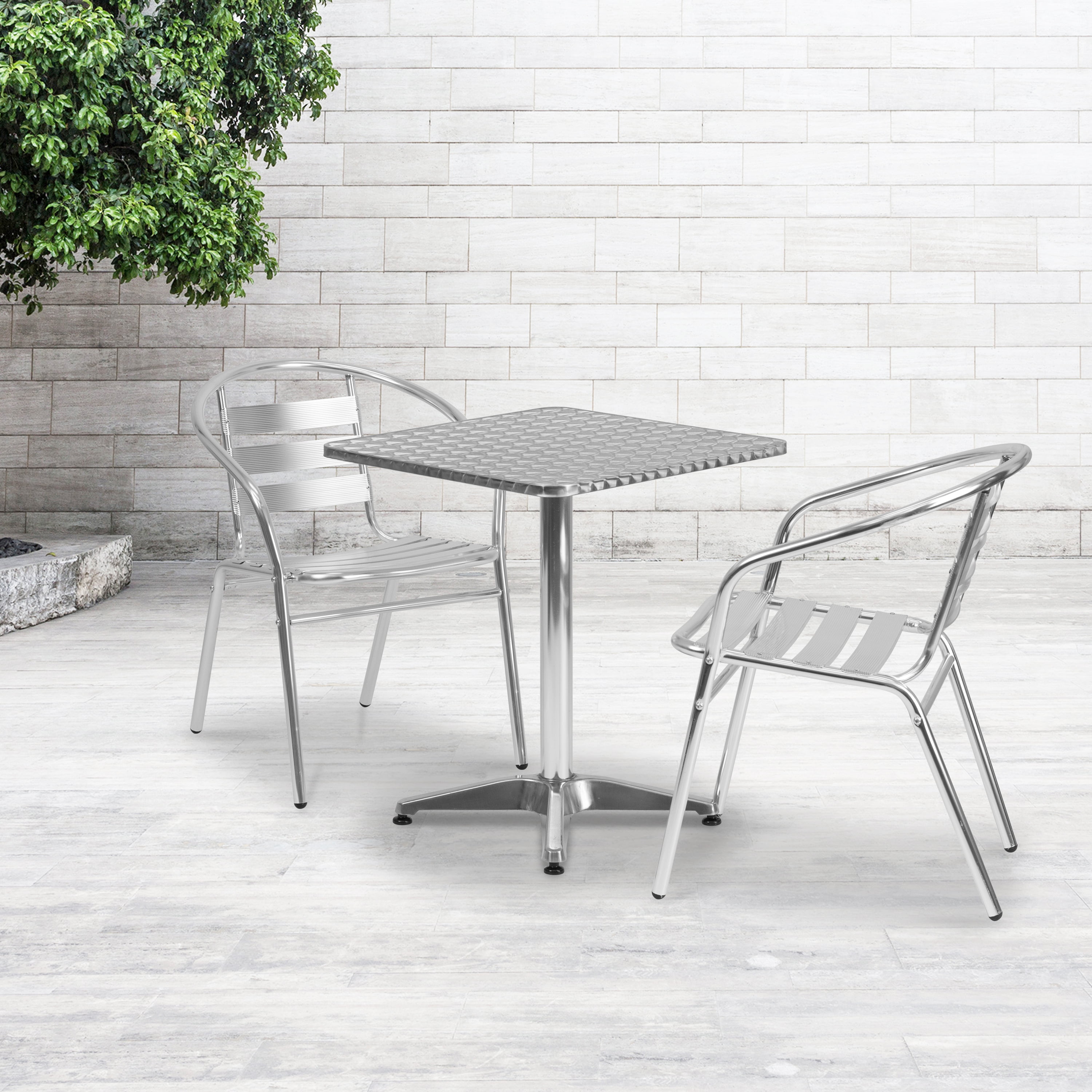 23.5'' Square Aluminum Indoor-Outdoor Restaurant Table with Base 