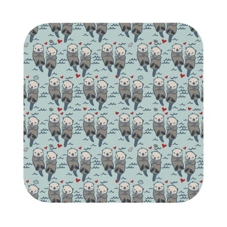 

Coaee Sea Otter Print Leather Coasters Set of 6 Non-Slip Washable Cup Coasters for Home Office Bar Square